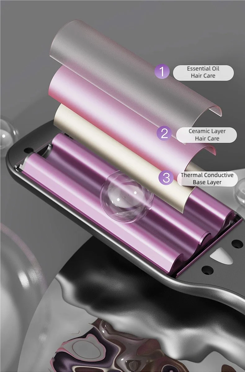 TINSOL 10mm Wellen-Lockenstab V-förmiger Woll-Lockenstab Schnellaufheizung Fünfstufige Temperaturregelung Eirollen-Lockenstab – Detail 4