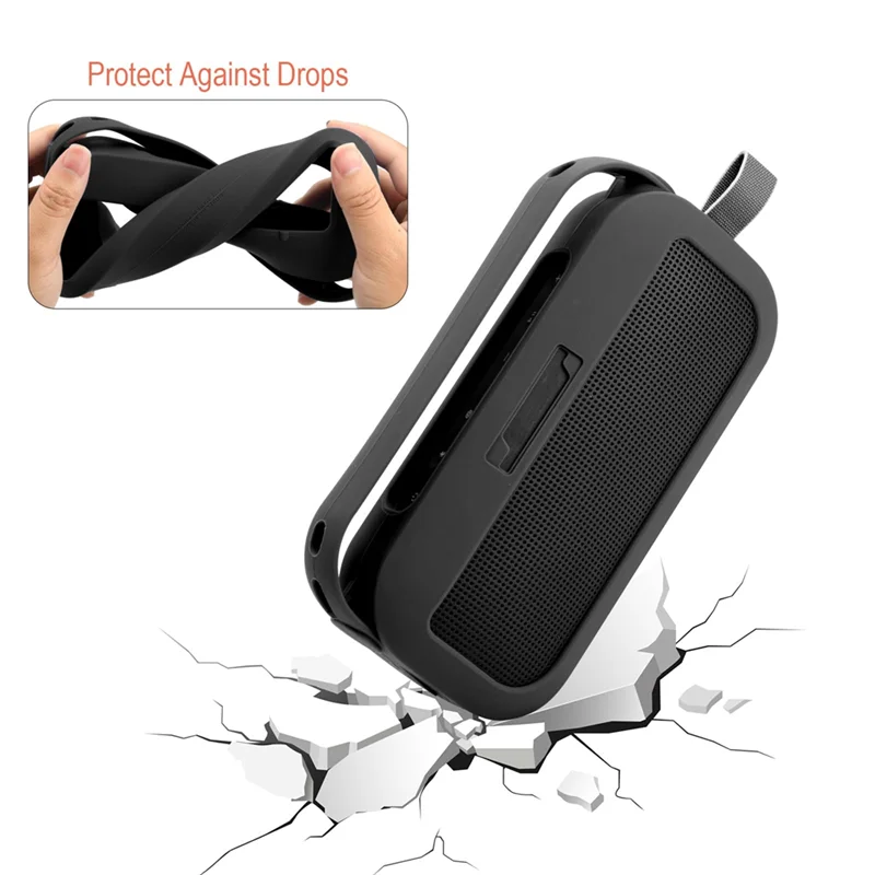 ใหม่-TXESIGN เคสซิลิโคนสําหรับ Bose Soundlink Flex Speaker กระเป๋าเดินทางป้องกันกระเป๋าถือสีดํา