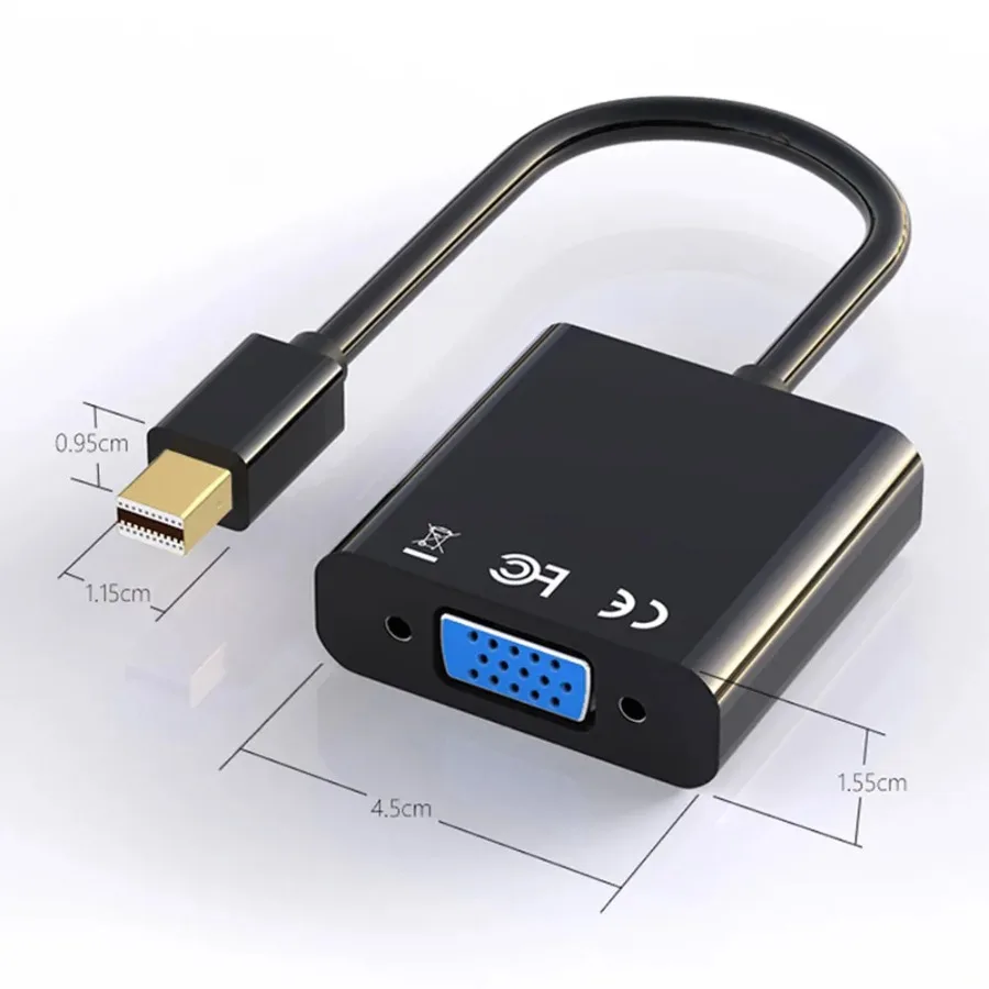 Mini DP إلى VGA مهائي كابلات Mini Thunderbolt إلى VGA محول 1080p منفذ عرض صغير لتلفزيون HDTV لماك بوك اير برو