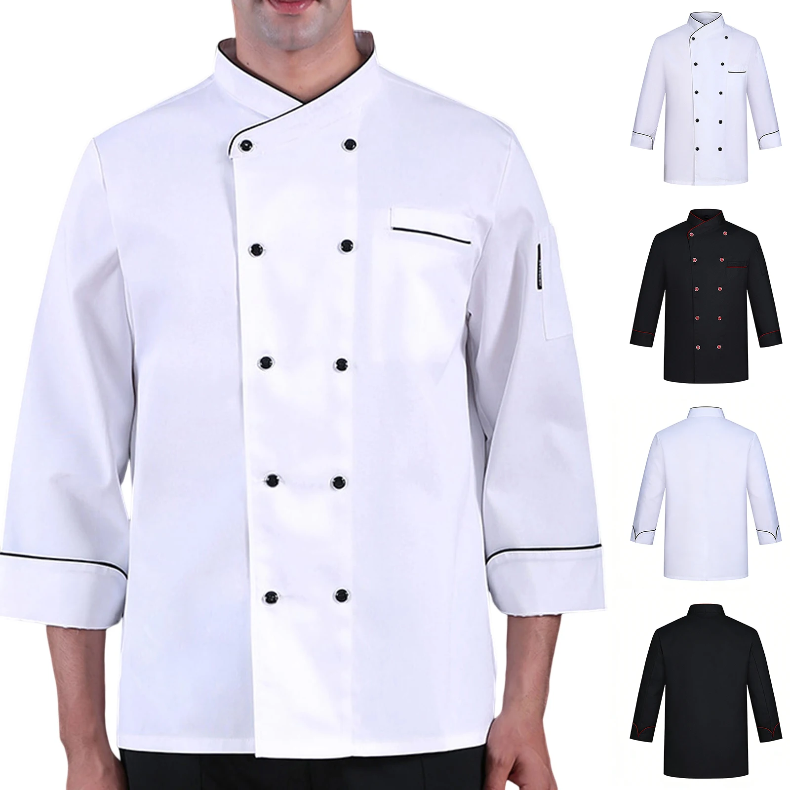 Solid Color Long Sleeves Kitchen Workwear Button Oil-Proof Cardigan Uniform For Chef Waterproof Chef Uniform