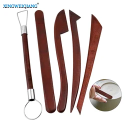 Pottery Tool Set Carving A Mahogany Knife with Mahogany Knife and Steel Wire, 8-Inch 5-Piece Clay Sculpture Carving Tools FS1-9