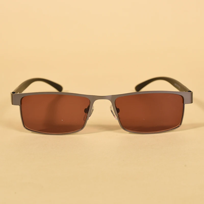 남성용 금속 독서 안경 갈색 렌즈 태양 독서 안경 여성용 외부 안경 Power+100+200+300