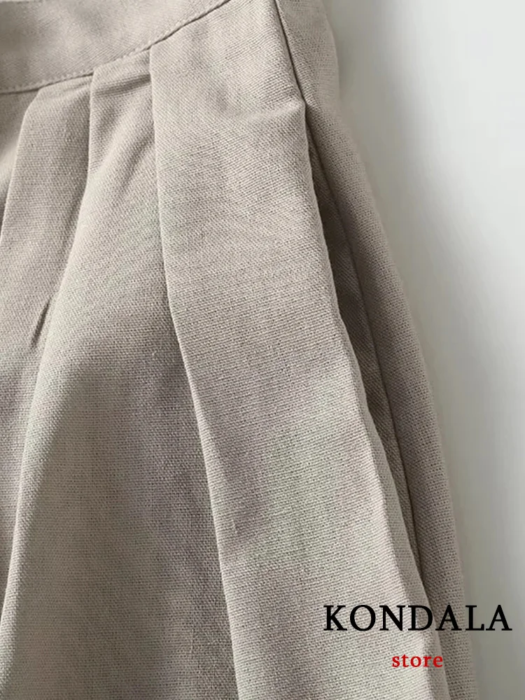 KONDALA Casual Solid Chic Pants Pockets Zipper Straight Wide Leg Pants New Fashion 2023 Summer Trousers Holiday Pants