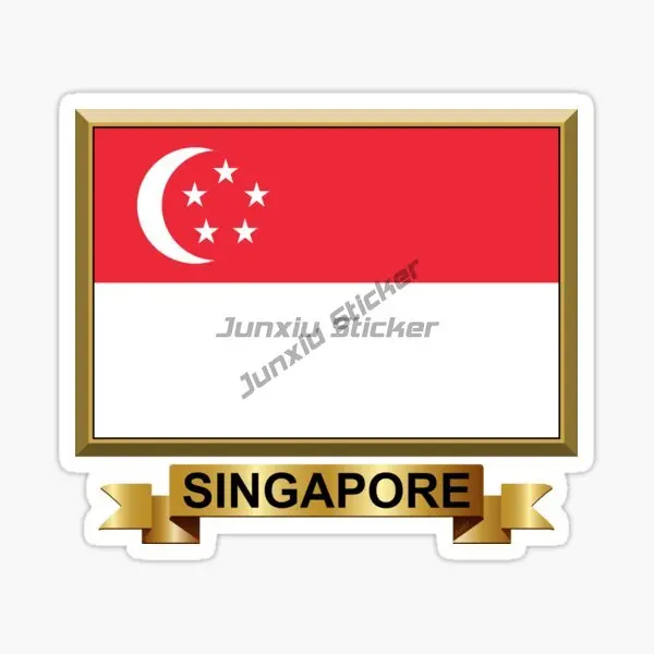 SINGAPORE National Flag Landscape Helmet Bike Motorcycle Laptop Stickers Truck Window Sewing Machine Small Rear Quarter Decals