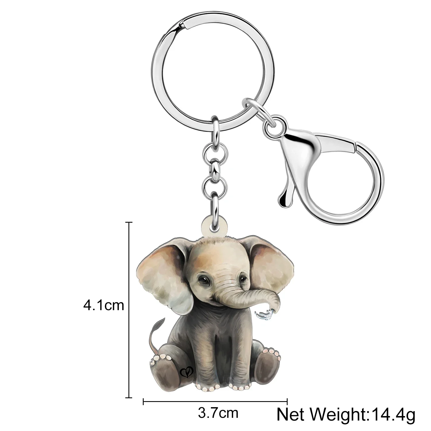 WEVENI Acrylic Adorable Sitting Elephant Keychains Key Chians Charms Purse Car Key Jungle Animals Jewelry Gifts For Women Kids