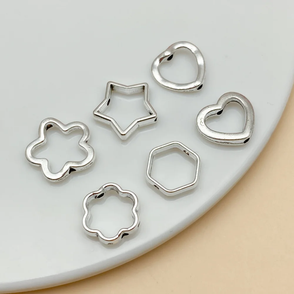 30/50pcs Heart stars alloy Antique Silvery Charms Beads Loose Spacer Beads For Jewelry Making DIY Necklace Bracelet Accessories image 5