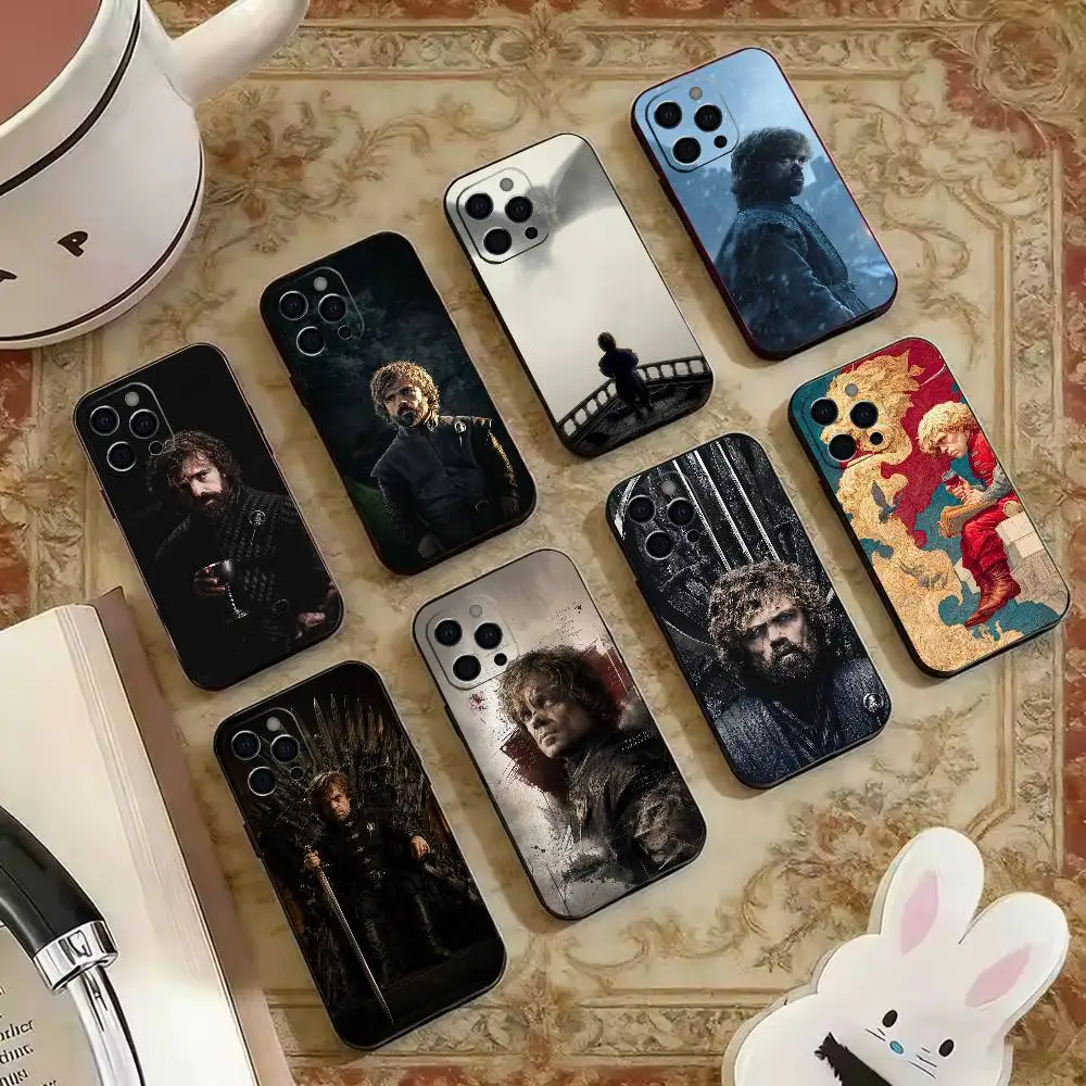 Funda de silicona suave negra T-Tyrion T-Tyrion L-Lannister para iPhone 16, 17, 14, 13, 12, 11 Plus, Pro Max, XS
