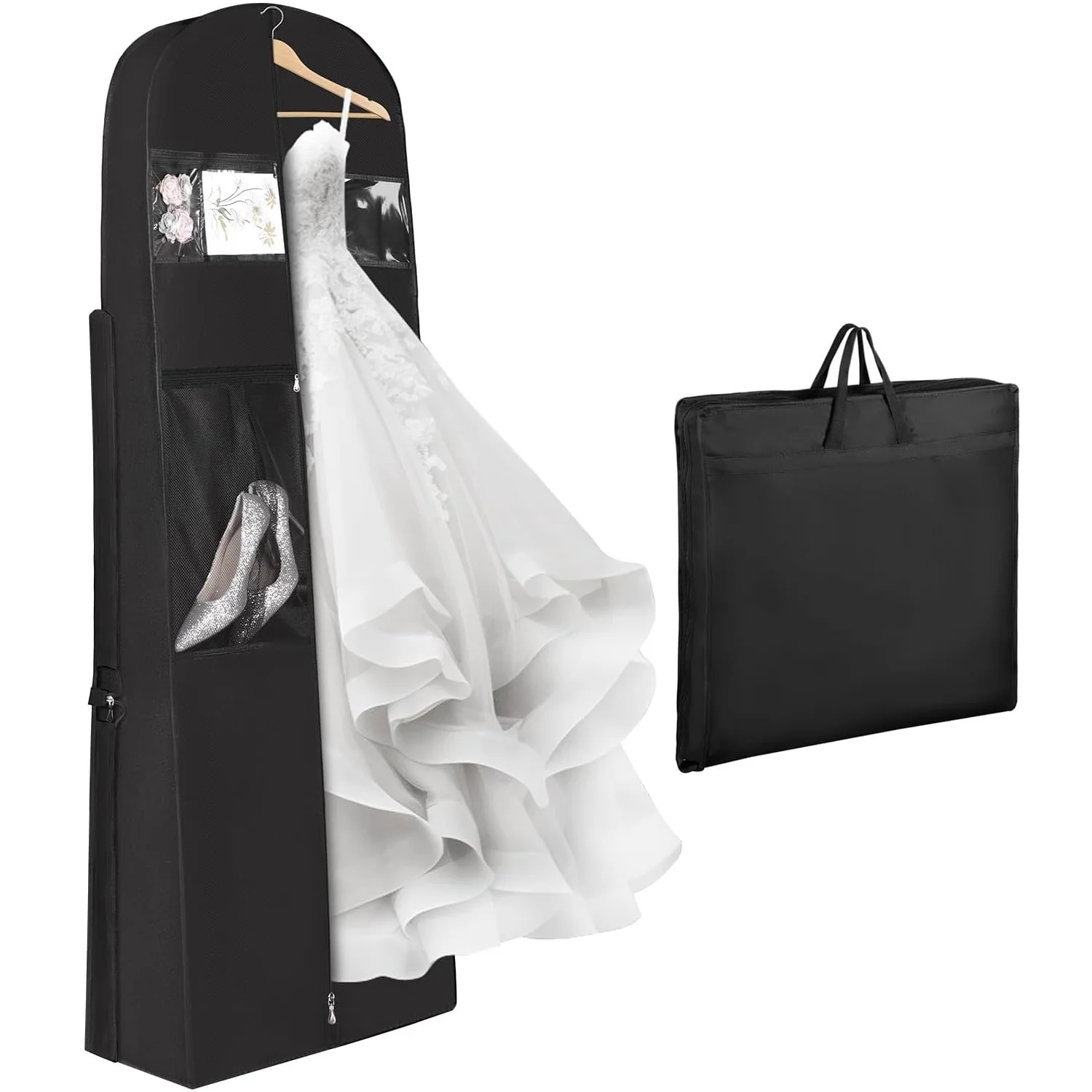 

24x12x72" Wedding Dress Bag with 12'' Gusseted & Accessory Pockets Bridal Dress Bag for Gowns Dustproof Wedding Dress Protector