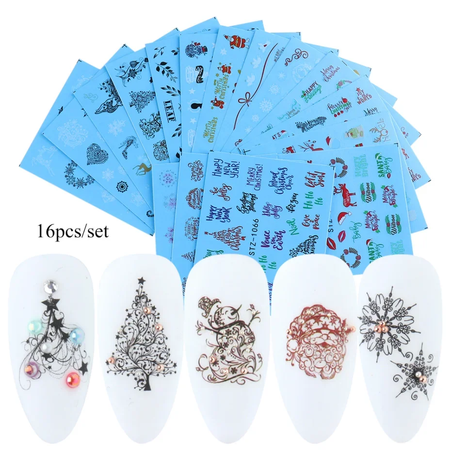 Christmas Nail Stickers Set Water Transfer Decals Manicure Decorations