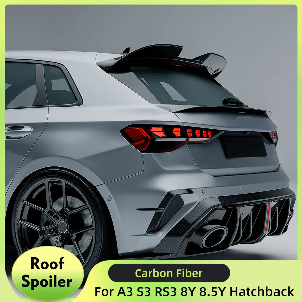 Carbon Fiber Car Roof Spoiler for Audi A3 S3 RS3 8Y 8.5Y Hatchback 2021-2026 Rear Wing Roof Spoiler Window Trim