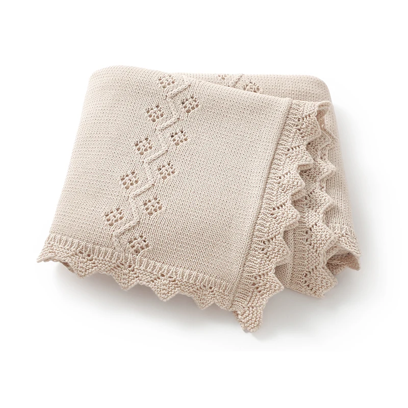 

Cotton Baby Blankets Knitted Newborn Boys Girls Bed Quilt 90*70CM Infant Stroller Swaddle Wrap Fashion Solid Ruffles Plaid Soft