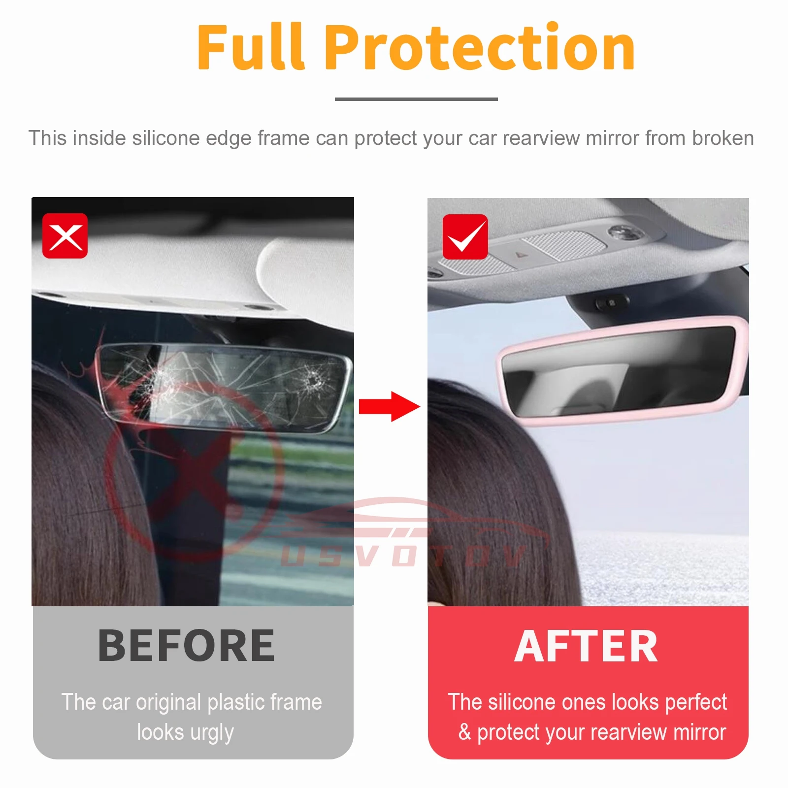 Rearview Mirror Protector Frame for Tesla Model 3 Y S X Highland 2024-2019 Center Console Accessories Silicone Rubber Cover Trim