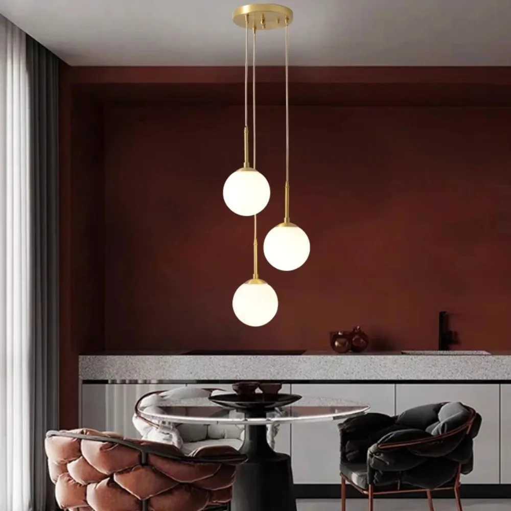 

Nordic Chandelier Lights LED Glass Ball Pendant Lamp Home Indoor Dining Room Restaurant Bar Table Decor Hanging Suspension Lamp