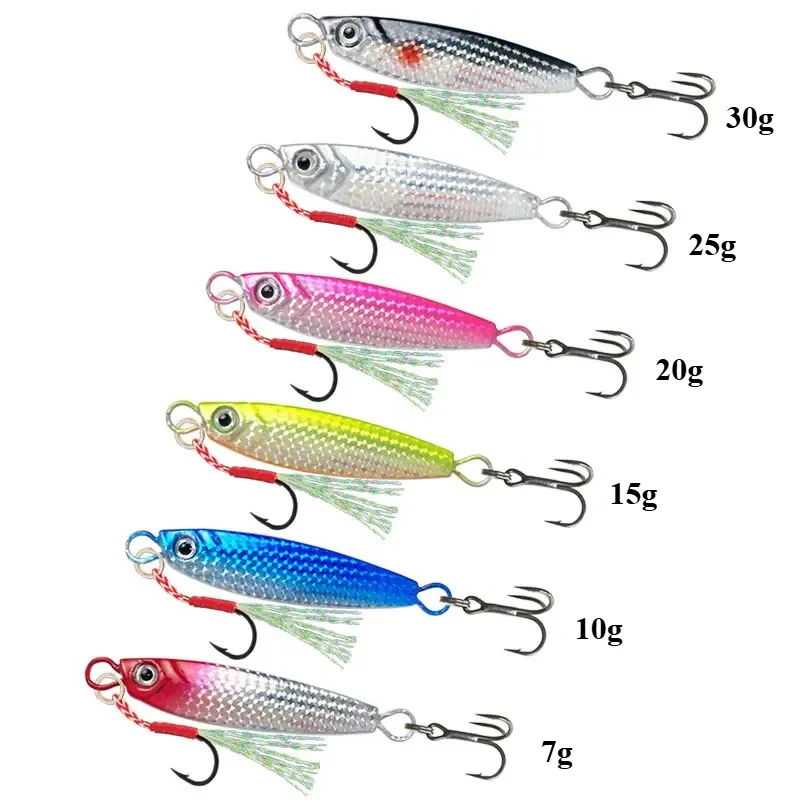 6pcs Metal Jig Fishing Lure 7G 10G 15G 20G 25G 30G Spoon Sea Boat Shore Long Casting Slow Jigging Sea Fishing Lures Trout Pesca