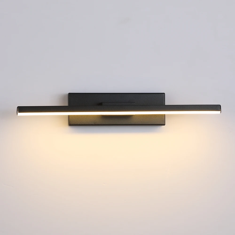 Lampada da parete led applique nera luce calda rotante