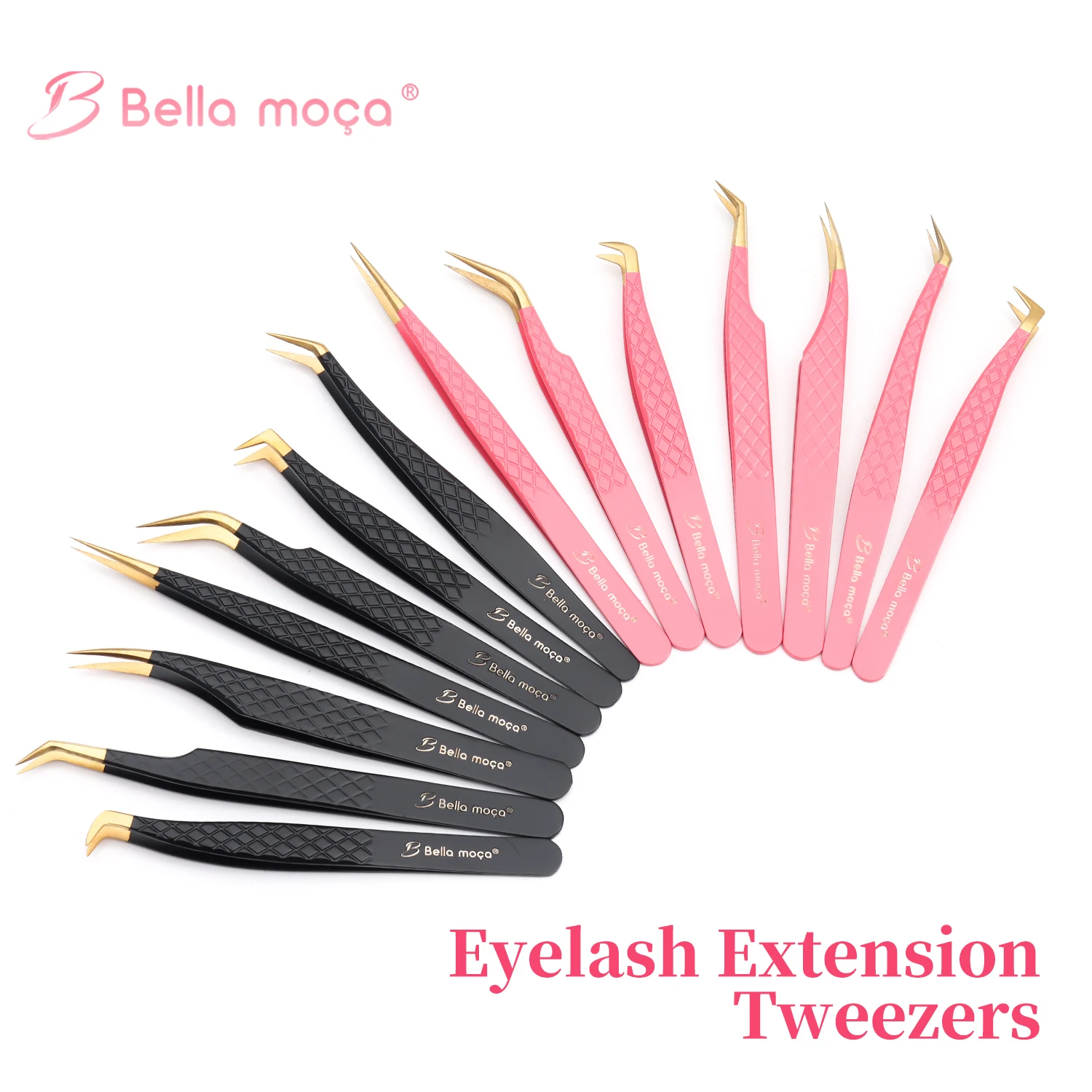Bella moça – pincettes à cils en acier inoxydable, outils pour ongles, pincettes précises, ensemble de clips pointus, outils de maquillage