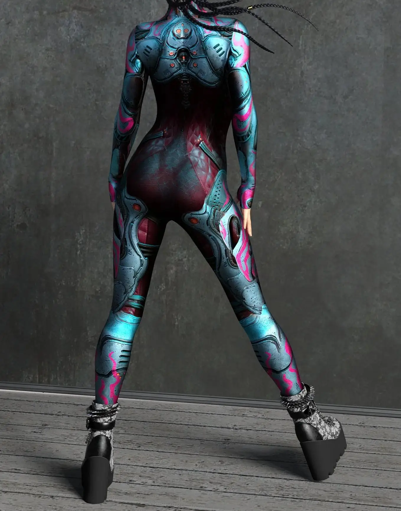 Cooles mechanisches Rüstungs-Cosplay-Kostüm für Frauen, Punk-Bodysuit, elastischer Jumpsuit für Feiertagspartys, ausgefallene Aerial-Yoga-Auftritte, Catsuit – Detail 35