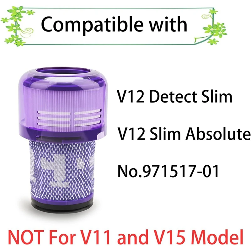Filtro V12 compatibile con Dyson V12 rileva Slim, V12 Slim vacuum, confronta con accessori per pezzi di ricambio 971517-01