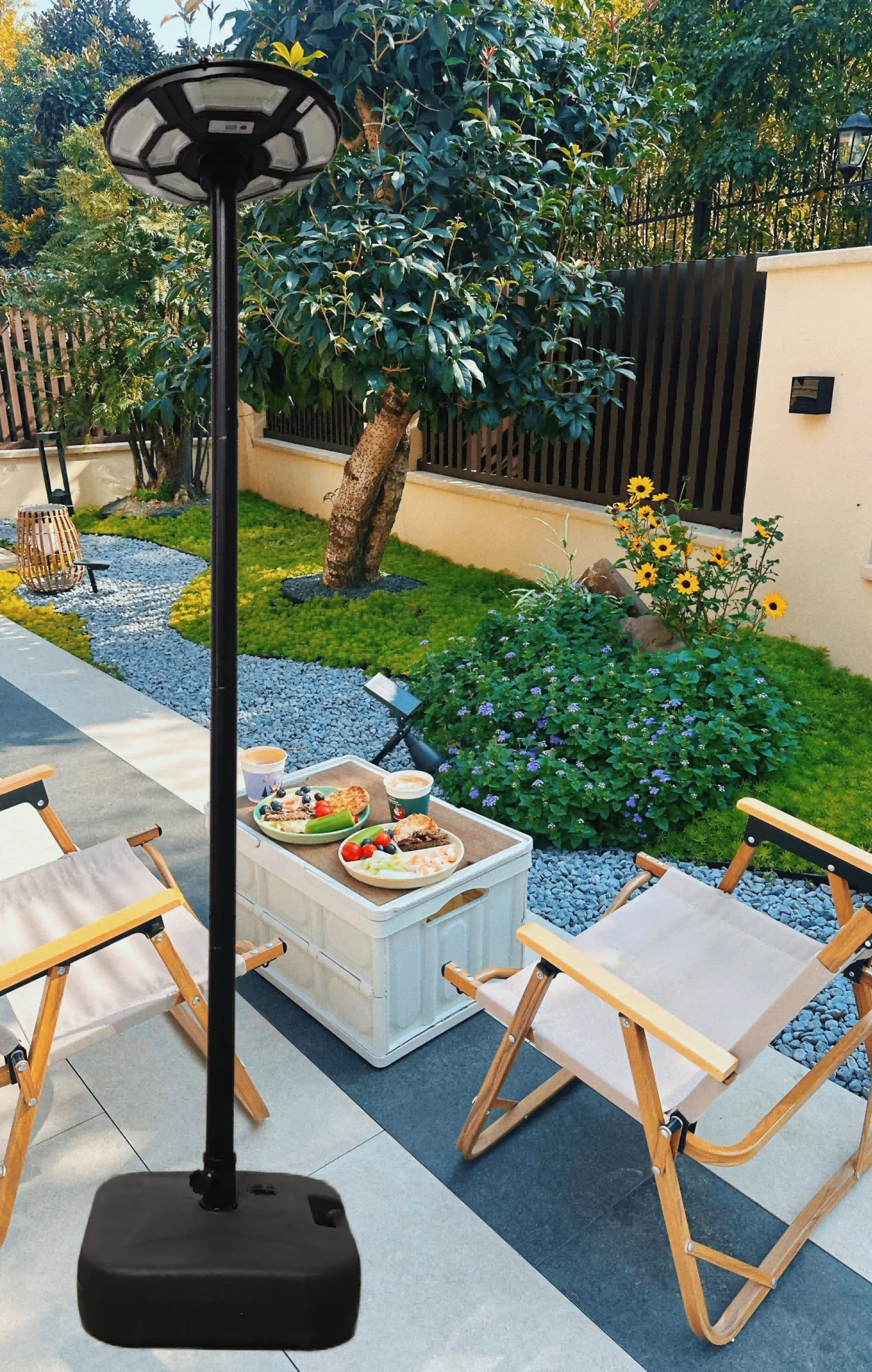 4000 واط أضواء الشوارع الشمسية في الهواء الطلق مع عمود طويل القامة 78 بوصة، قابل للإزالة، مستشعر حركة من الغسق إلى الفجر 750 LED ضوء عمود المصباح الشمسي #6