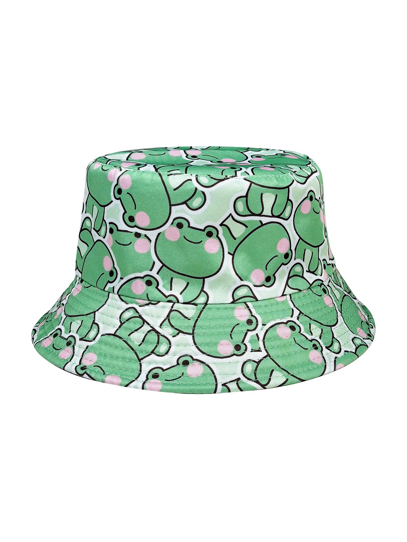 Verspielter Frosch-Bucket-Hat im Cartoon-Stil, Strand-Sonnenhut, wendbar und faltbar, modischer Bucket-Hat für alle Jahreszeiten, perfekt für Outdoor-Reisen und Freizeitaktivitäten