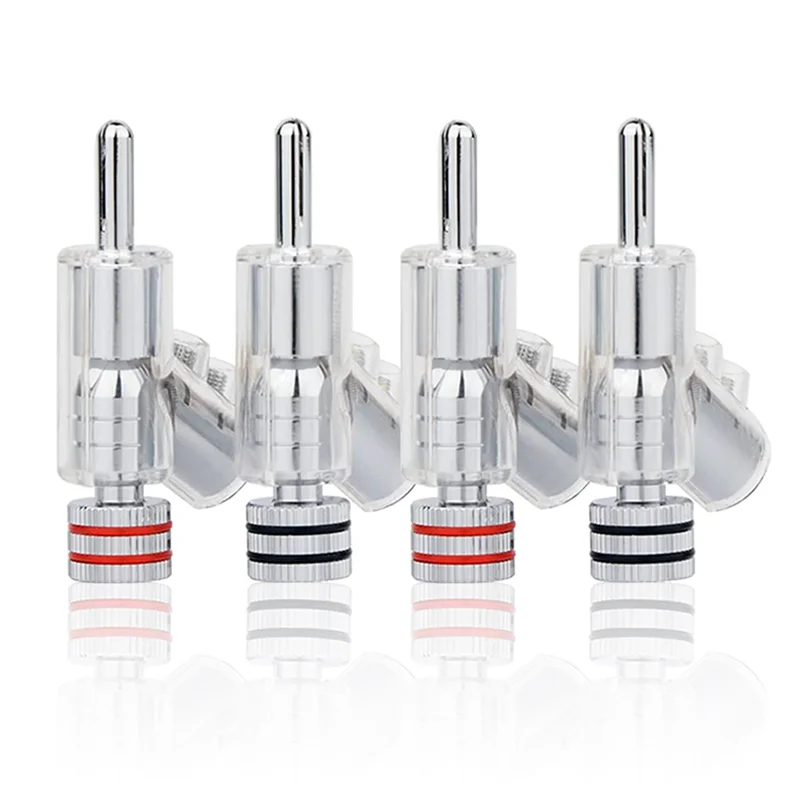 

AU47-4 Pcs Hifi Rhodium Plated Lockable Speaker Cable Banana Plug Connector Audio Amplifier Speaker Wire Connector