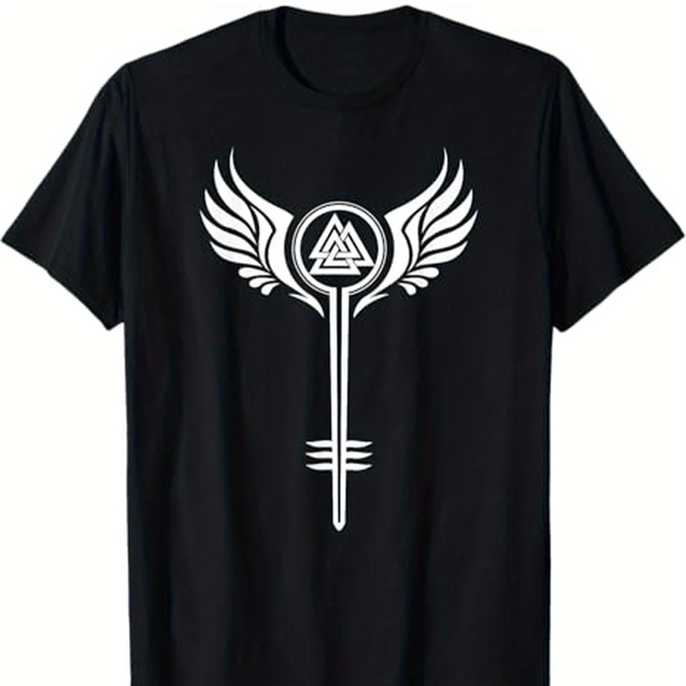 Valkyrie Symbol Valknut Rune Nordic Warrior Asgard Valhalla T-Shirt 100% Cotton O-Neck Short Sleeve Summer Casual Mens T-shirt