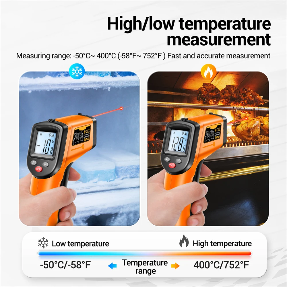 ANENG TH201 wysoka precyzyjny termometr-50 ~ 400 ℃ czujnik laserowy na podczerwień urządzenie do pomiaru temperatury cyfrowy termometr kamera