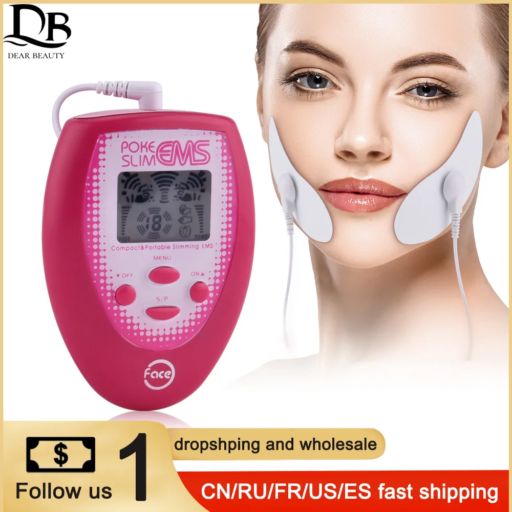 Ems Micro Current V Face Slimming Device Skin Facial Lifting & Tightening Double Chin Deep Muscle Movements Beauty Machine