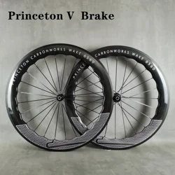 6560 Carbon Road Bike Wheelset 700C Princeton V Brake Clincher/Tubeless/Tubular Wheels UD Glossy  Gold/ Silver/ Black Logo