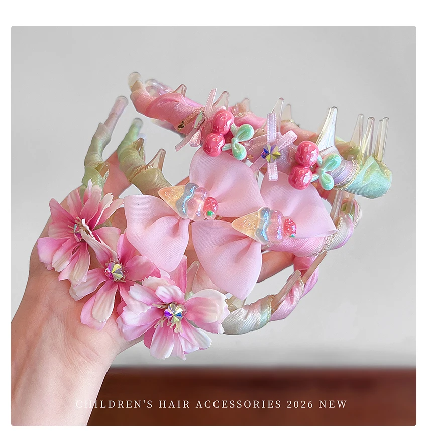Mädchen Haarreif mit Zahngriff, niedliches 3D-Harzdekor, rutschfester Stoff-Haarreif für Kleinkinder, Kinder-Party-Haaraccessoires, Geschenk – Detail 6