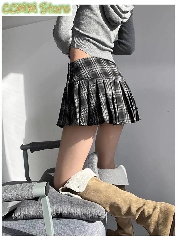 Women's College Style A-line Pleated Skirt Young Girl Vintage Fashion Summer Female High Waist Shorts Skirts