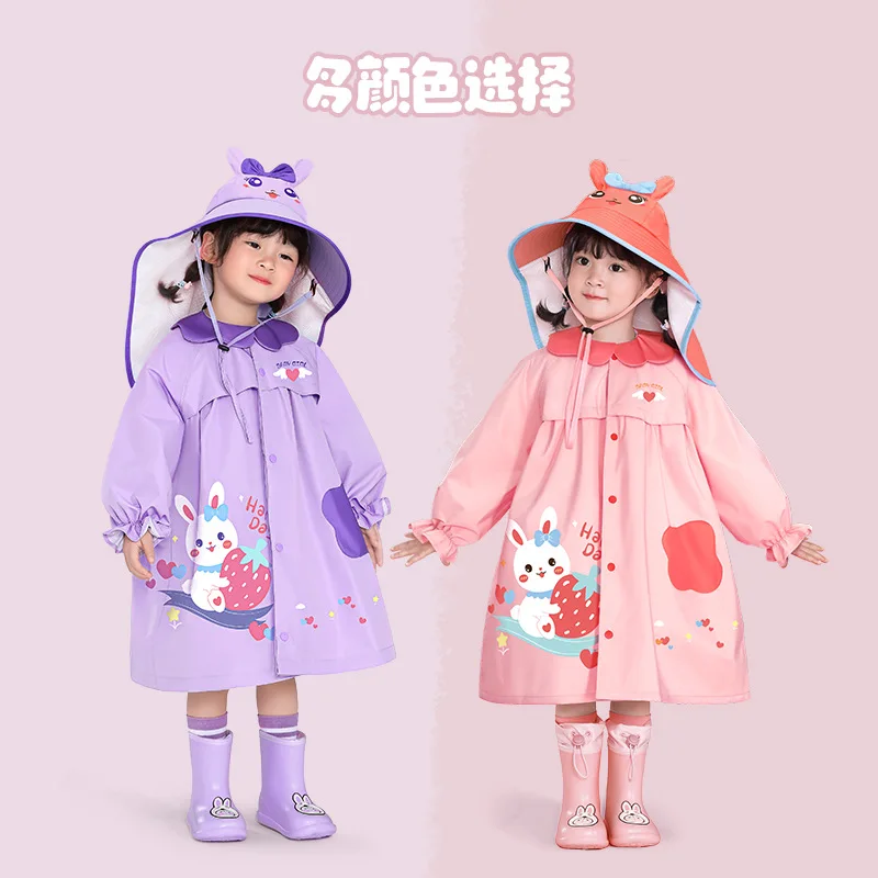 Rain and Shine Dual Use Girl Children\'s Raincoat Girl Kindergarten Children\'s Raincoat New Student Girl Baby Raincoat