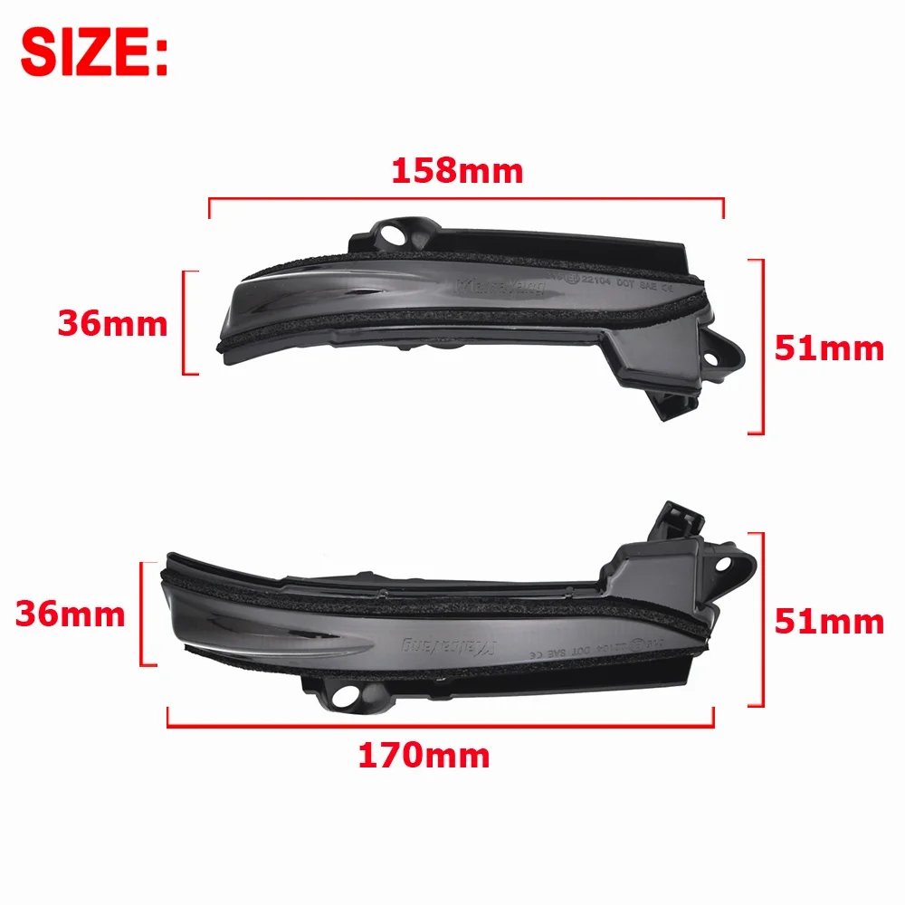2pcs Dynamic Blinker for Ford Fusion Mondeo USA Version LED Turn Signal Mirror Indicator Light 2013 2014 2015 2016 2017-2020