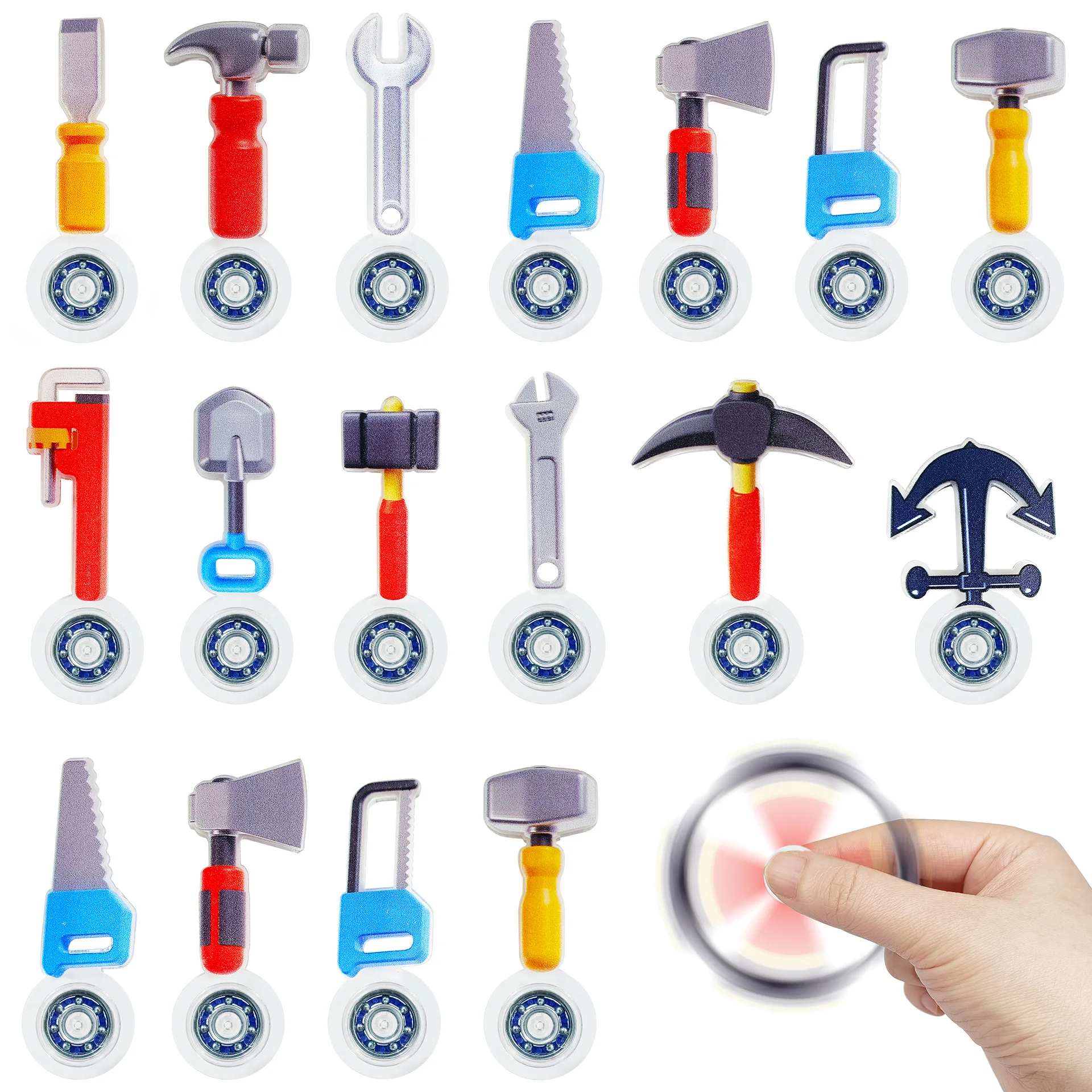 5Pcs Creative Fingertip Gyro Simulation Hammer Screwdriver Spanner Tool Mini Finger Gyro Twisted Egg Small Toy Kindergarten Gift