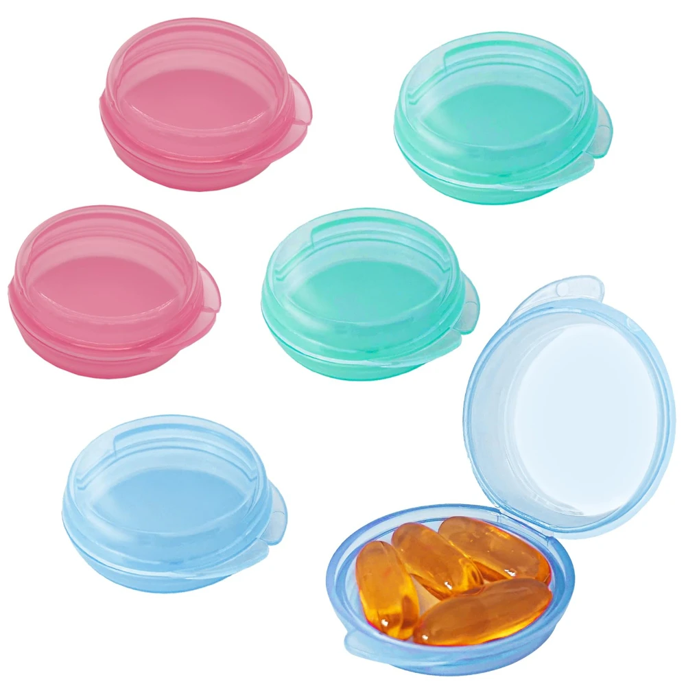 4/6/7 Pack Mini Round Plastic Small Boxes Pill Jewelry Storage Case Container Storage Small Pill Box Portable Travel Home
