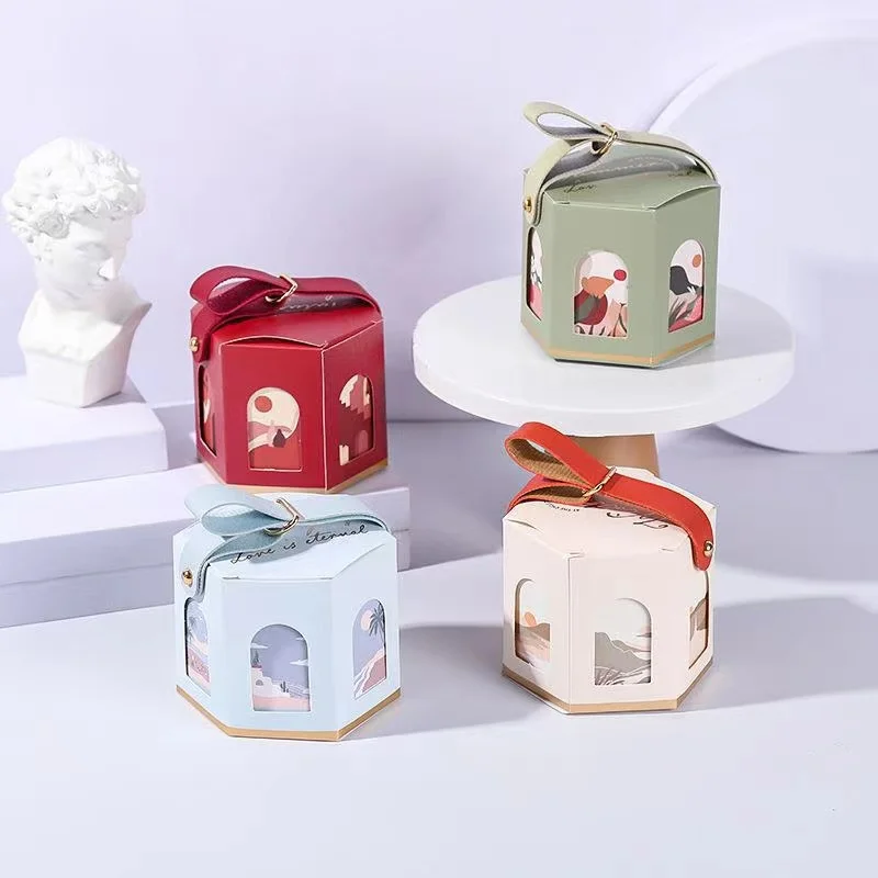 10pcs/Lot Protable Gift Paper Box Wedding Birthday Baby Shower Decoration Oil Painting Season Style Candy Box Best Wishes