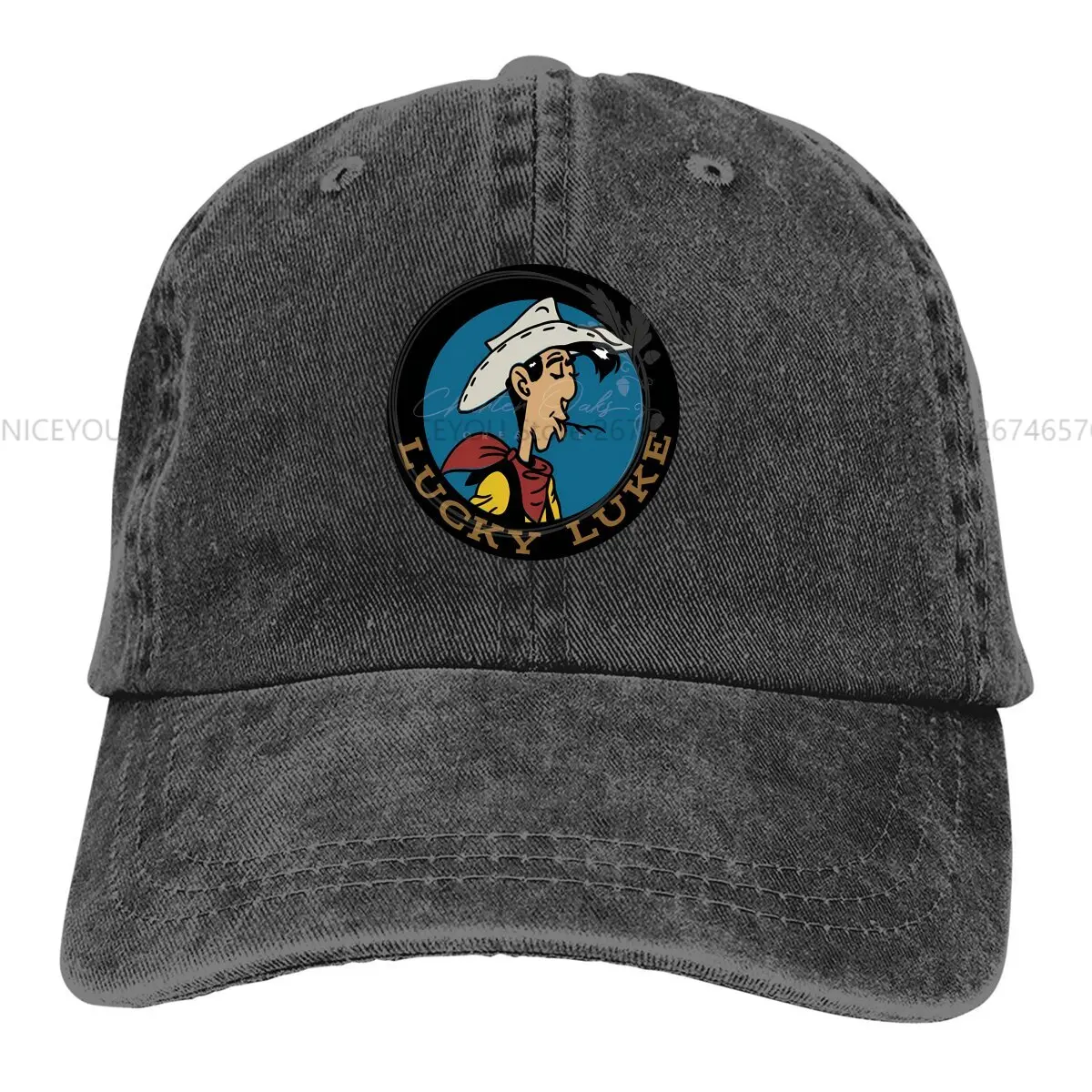 Cowboy in Circle Layered Baseball Cap Men Hats Women Visor Protection Snapback Lucky Luke Cartoon Comic Caps