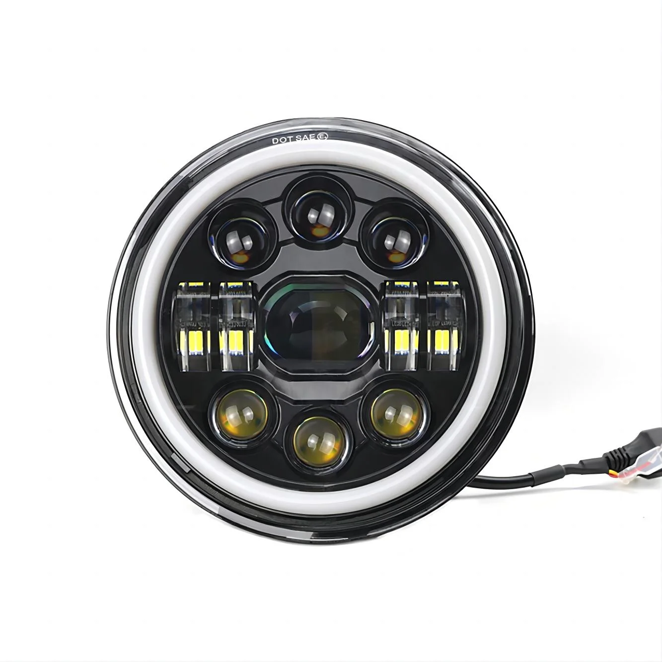 

7 inch Round Universal Motorcycle Super Bright DRL Light Emitting Diode Headlamp Car Auxiliary Fog Light