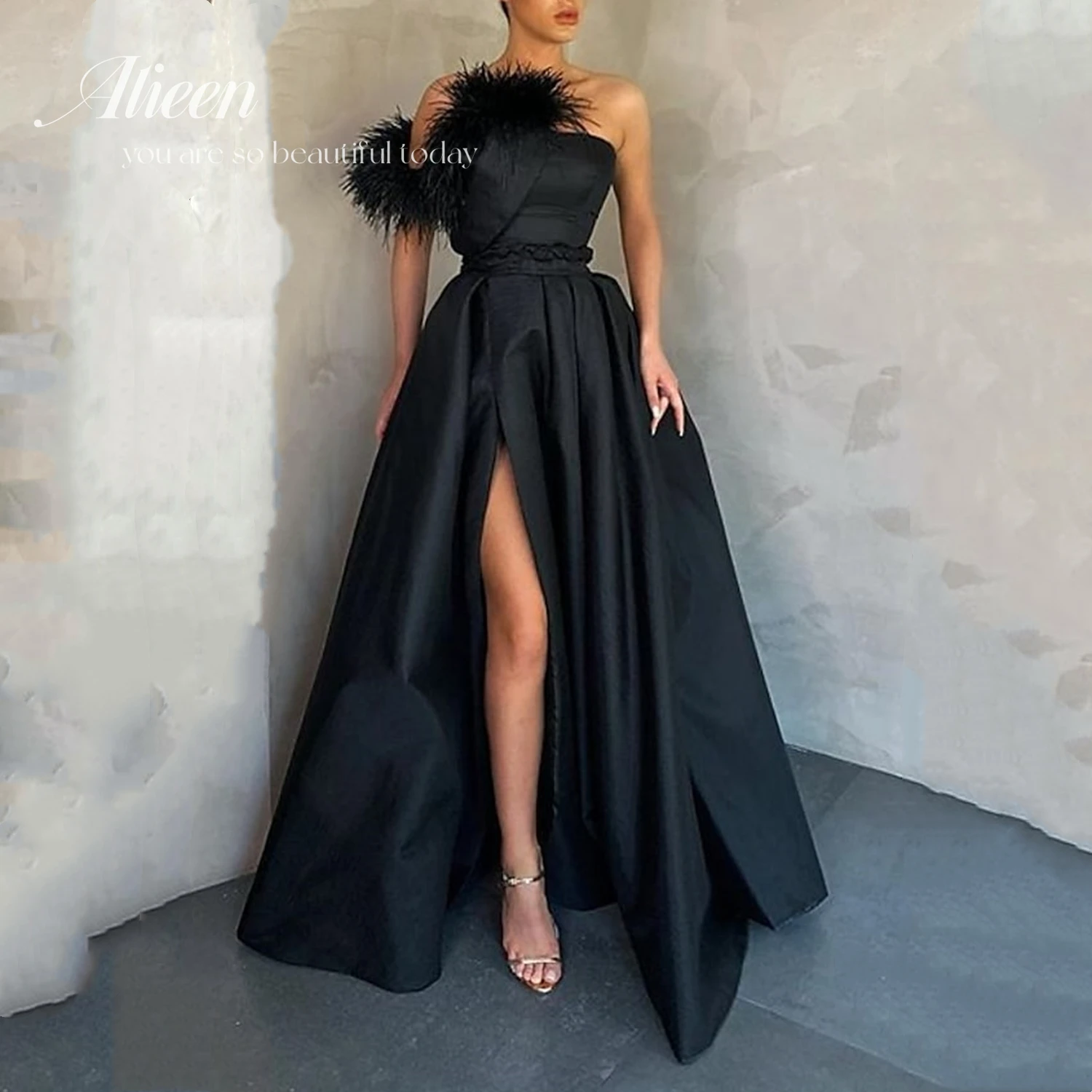 

Sloping Shoulders Long Luxury Evening Dresses for Women 2023 Satin Ball Gown Ladies Luxury Guest Wedding Party Dress Aileen Robe