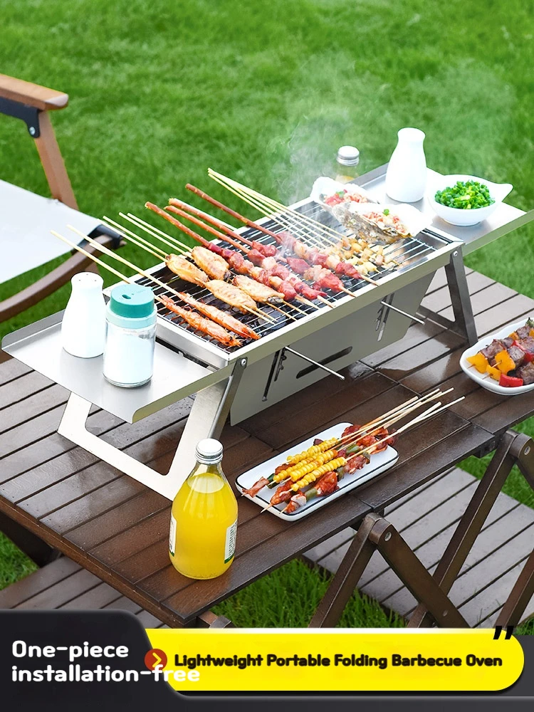 

Stainless Steel Outdoor Barbecue Stove, Folding Carbon Oven, Thick Barbecue Rack, Small, One Second