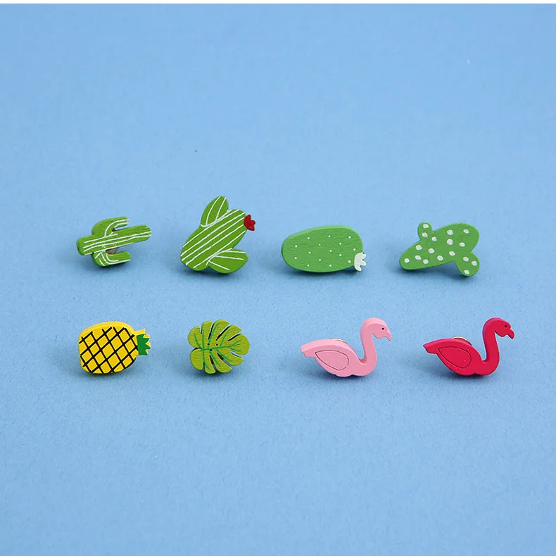 Bview Art DIY دبابيس ضغط فلامنغو وصبار خشبية - مسامير إبهام مزخرفة لتزيين جدران لوحة الإعلانات (مسامير حرفية) #6