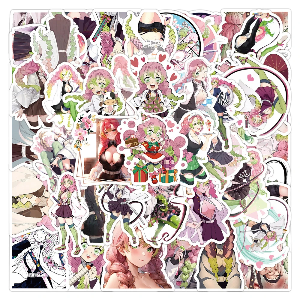 10/30/50pcs Kawaii Cartoon Kanroji Mitsuri Stickers Demon Slayer Anime Sticker Suitcase Phone Helmet Aesthetic DIY Decals Toy