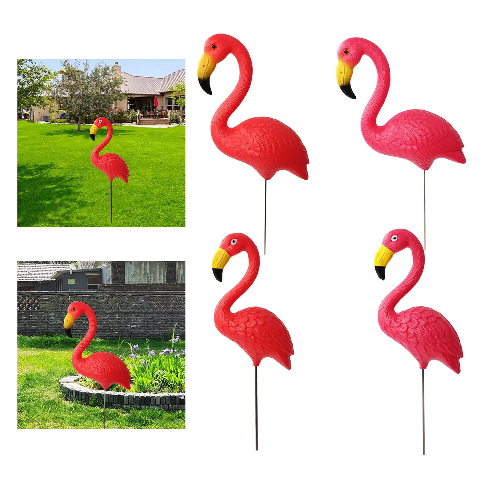 Flamingo Garden Stake Bird Statue Figurine Hallway Entryway Yard Ornament