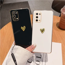 3D Gold Heart Plating Silicone Soft Case For Oppo A54 5G A74 4G A93 A95 A94 A91 A72 A52 A57s A16s A17 A16 A9 A5 Cover A 54 74 93