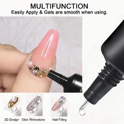 15ml Nail Rhinestone Gel Poly Gel Transparent Fast-Dry Adhesive Brush Acrylic False Tips Varnish Rhinestone Nails Art Tools