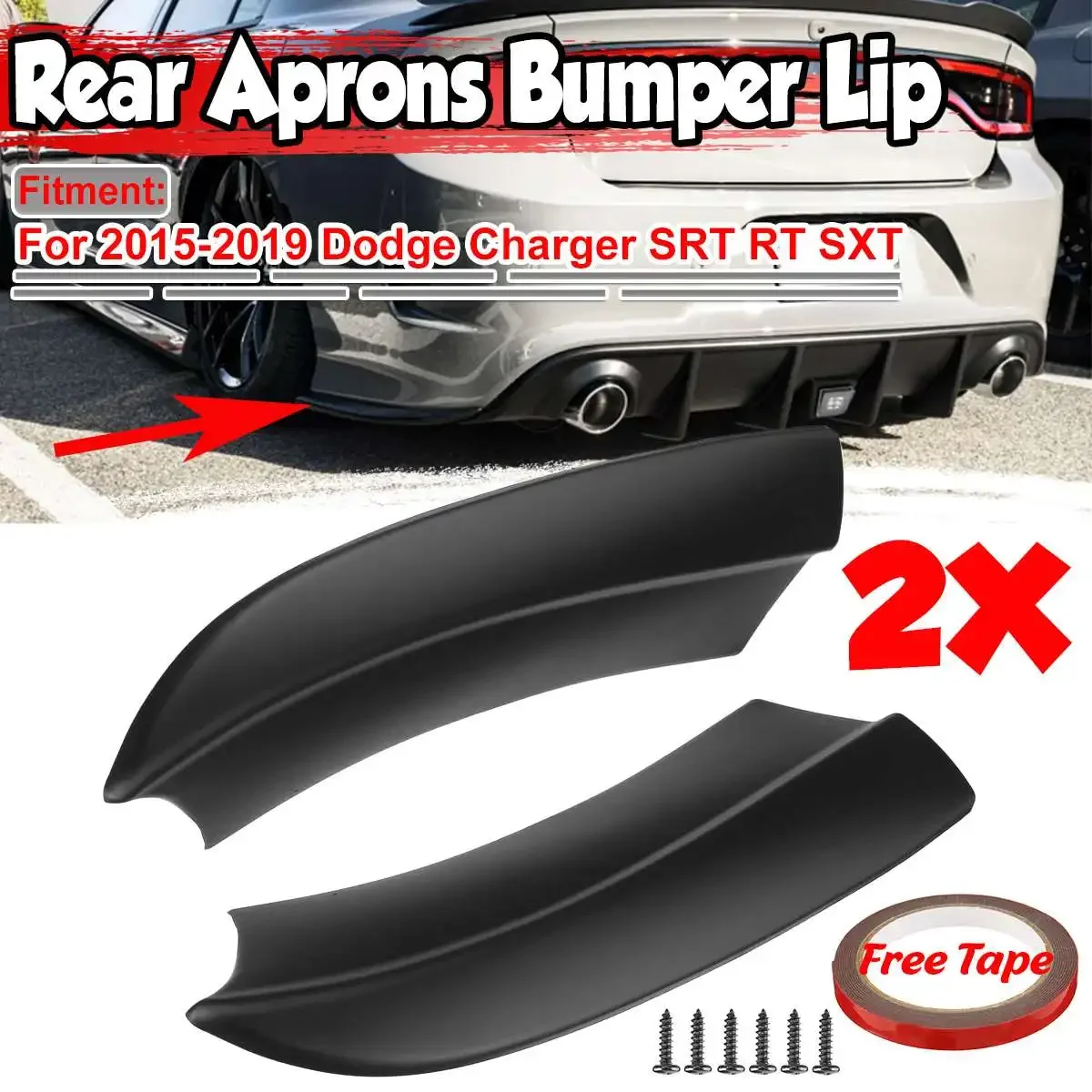 2x Car Rear Bumper Splitters Lip Diffuser Aprons Side Guard Protector For Dodge For Charger SRT RT SXT 2015 2016 2017 2018 2019