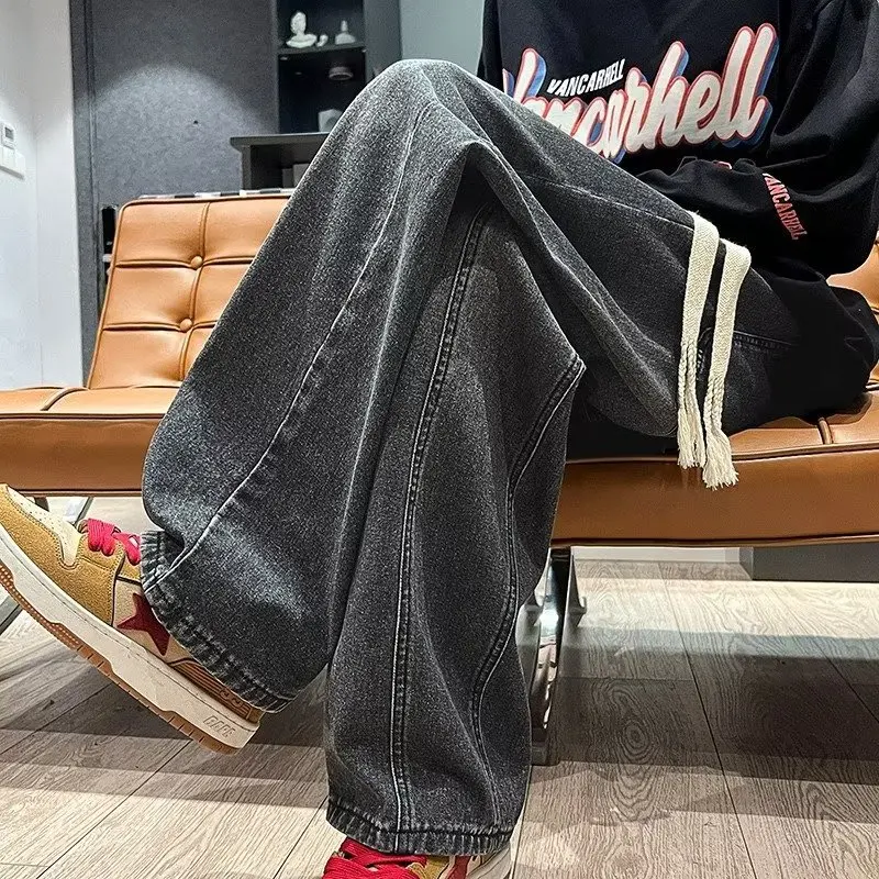 

New 2024 plus Size 300 Pou Waed Denim Jeans Loose American Retro Sle Trendy Straight Leg Pants Spring Autumn Wear