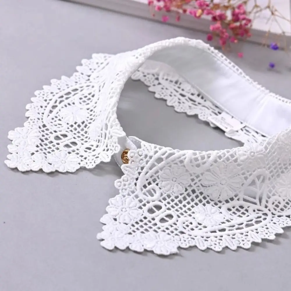 New Lace Floral Fake Collar Detachable Black White False Collar Clothes Trim