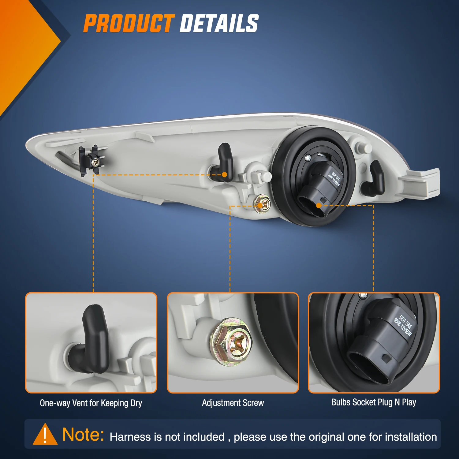 Nilight Fog Light Assembly Compatible with 2002 2003 2004 Toyota Camry 2005 2006 2007 2008 Toyota Corolla 2002 2003 2004 Toyota Camry Fog Lamps Replacement Clear Lens with 9006 12V 55W Bulbs