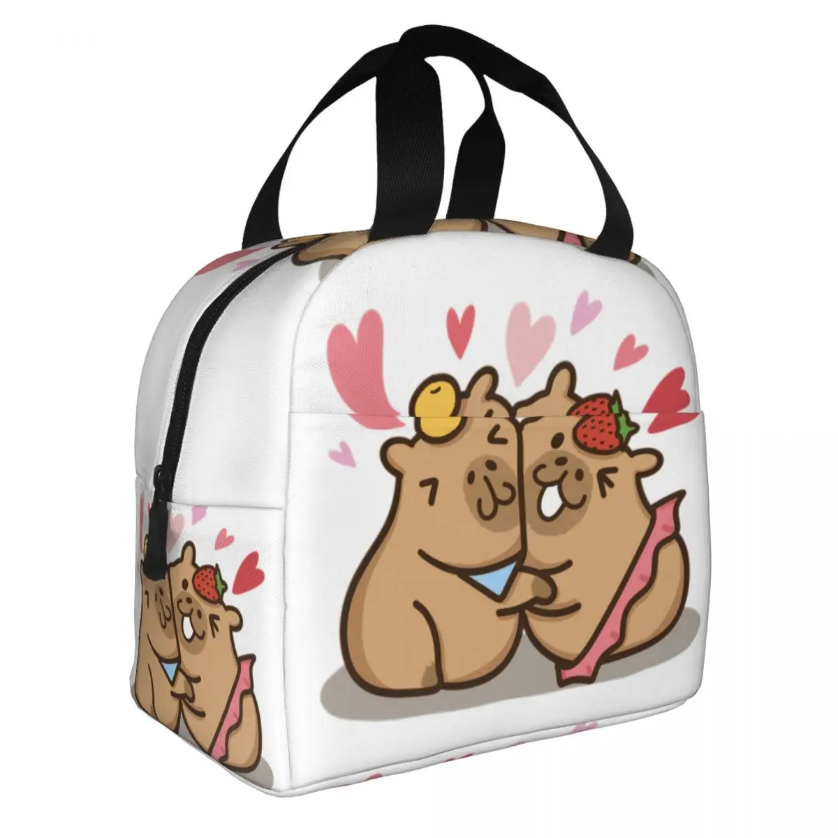 Cartoon Animal Pets Capybara Insulated Lunch Tote Bag for Women Portable Cooler Thermal Food Lunch Box Outdoor Camping Travel